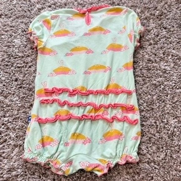 KicKee Pants 3-6 Months Pie Print Ruffle Trim Romper One Piece Outfit - Picture 5 of 6